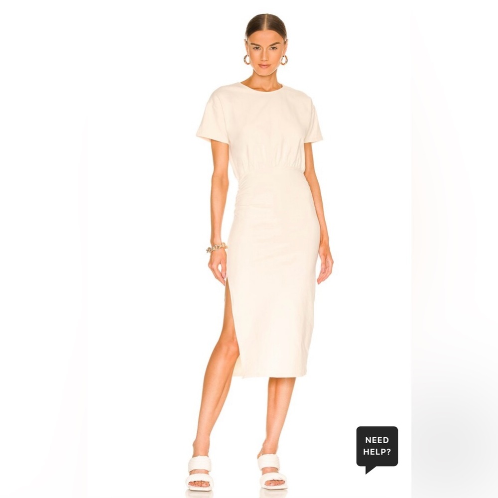 Lovers + Friends Easy Ruched Midi Dress in Ivory